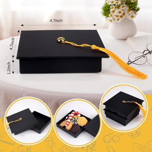 Qumenan 2 Pcs Graduation Gift Box with Tassel Graduation Card Box Grad Keepsake Memory Decor for College Graduate High School Party Favor Supply (Black) in Saudi Arabia