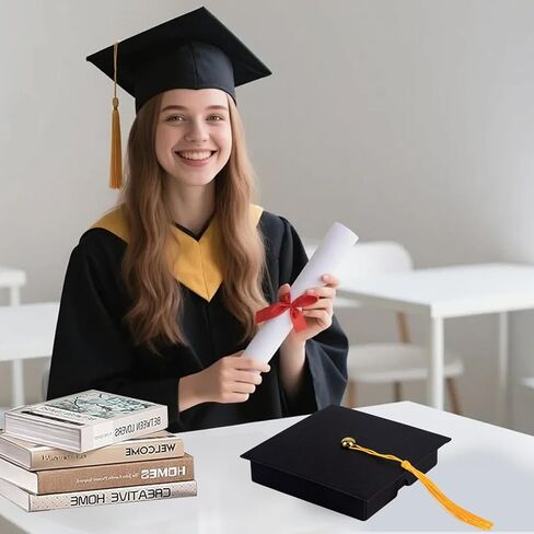 Qumenan 2 Pcs Graduation Gift Box with Tassel Graduation Card Box Grad Keepsake Memory Decor for College Graduate High School Party Favor Supply (Black) in Saudi Arabia