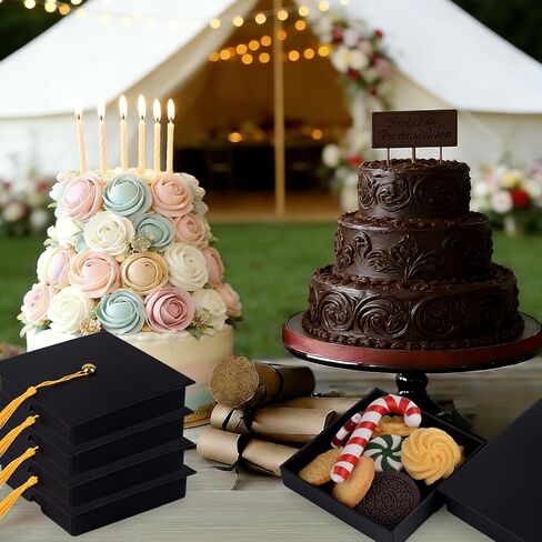 Qumenan 2 Pcs Graduation Gift Box with Tassel Graduation Card Box Grad Keepsake Memory Decor for College Graduate High School Party Favor Supply (Black) in Saudi Arabia