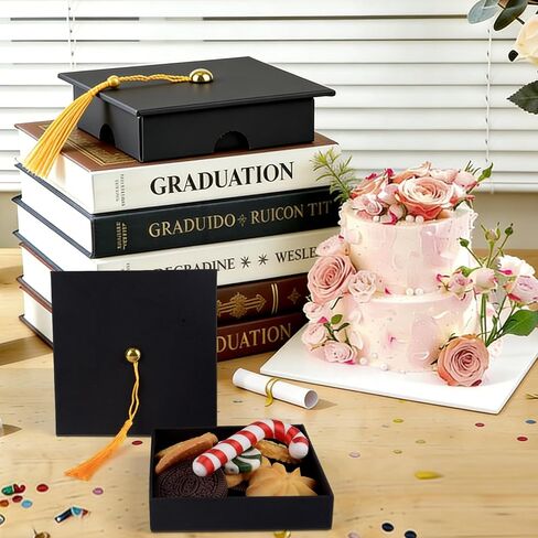 Qumenan 2 Pcs Graduation Gift Box with Tassel Graduation Card Box Grad Keepsake Memory Decor for College Graduate High School Party Favor Supply (Black) in Saudi Arabia