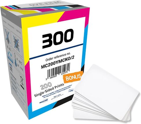2 Pack - Magicard MC200YMCKO/2 Dye Film for 300 Series ID Card Printer - 200 Print YMCKO Full Color Ribbon and Cleaning Spool with 20 Specialist ID Test Cards MC200YMCKO for USA Usage in Kuwait