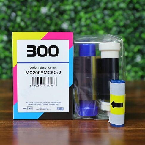 2 Pack - Magicard MC200YMCKO/2 Dye Film for 300 Series ID Card Printer - 200 Print YMCKO Full Color Ribbon and Cleaning Spool with 20 Specialist ID Test Cards MC200YMCKO for USA Usage in Kuwait