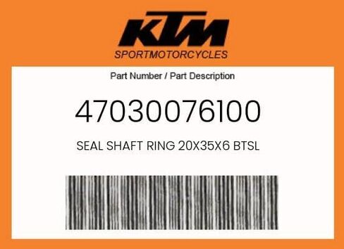 جديد KTM ختم رمح الدائري 20X35X6 ل 65 85 105 250 300 XC XCW SX SXS TPI ستة أيام in Kuwait