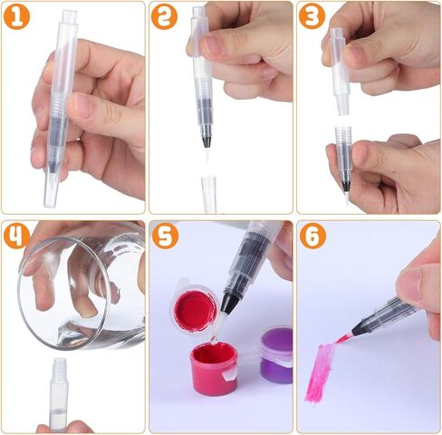 EXCEART 30 Pcs Watercolor Paint Pens Watercolor Painting Pen Water Brush Pens Water Color Brush Pens Markers Bulk Pencils Travel Paint Pointy in Saudi Arabia