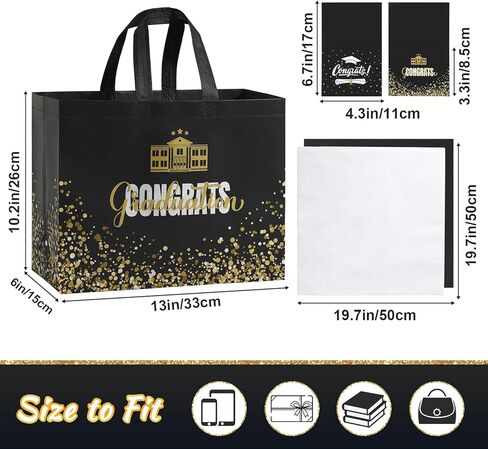 YANGTE 2 Pack 13" Large Graduation Gift Bags with Tissue Paper and Cards, Reusable Non-Woven Graduation Bags with Handle, Congrats Grad Gift Wrap Bags for High School, College in Saudi Arabia