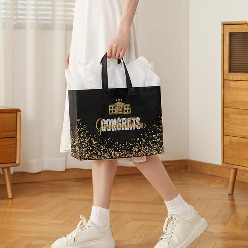 YANGTE 2 Pack 13" Large Graduation Gift Bags with Tissue Paper and Cards, Reusable Non-Woven Graduation Bags with Handle, Congrats Grad Gift Wrap Bags for High School, College in Saudi Arabia