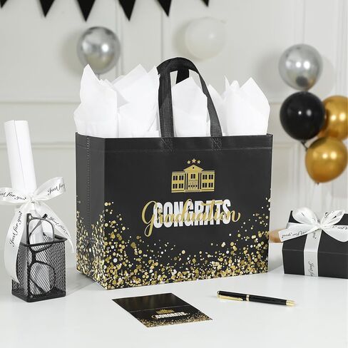 YANGTE 2 Pack 13" Large Graduation Gift Bags with Tissue Paper and Cards, Reusable Non-Woven Graduation Bags with Handle, Congrats Grad Gift Wrap Bags for High School, College in Saudi Arabia