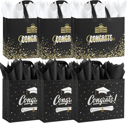 YANGTE 2 Pack 13" Large Graduation Gift Bags with Tissue Paper and Cards, Reusable Non-Woven Graduation Bags with Handle, Congrats Grad Gift Wrap Bags for High School, College in Saudi Arabia