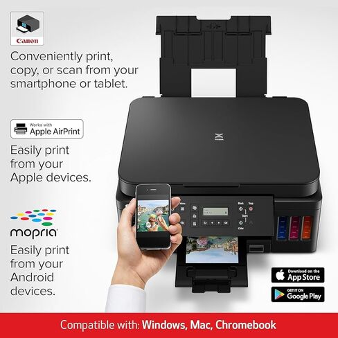 طابعة Canon PIXMA G6020 MegaTank الكل في واحد للمكتب المنزلي والعمل المدرسي والملصقات والصور والحرف اليدوية والطباعة اللاسلكية من الأجهزة (3113C002) + كابل الطابعة + مجموعة التنظيف + المزيد (حزمة مكونة من 12 قطعة) in Kuwait