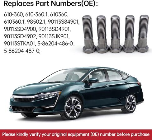 10 Pack 610-360 Wheel Lug Stud- M12x1.5 for Honda Civic Accord Crosstour Odyssey CR-V Pilot Element Clarity HR-V, Acura MDX TL RL TLX RDX, Isuzu Oasis Replaces 90113S84901 in Saudi Arabia