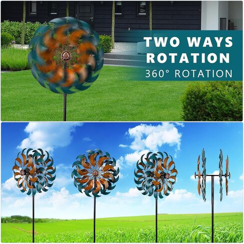 Stargarden Garden Wind Spinners, 13" W Kinetic Wind Sculptures & Spinners, 4 Layers Windmills Lawn Ornament Décor in Saudi Arabia