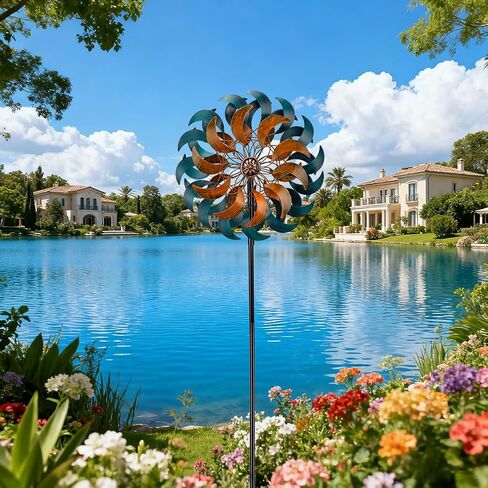 Stargarden Garden Wind Spinners, 13" W Kinetic Wind Sculptures & Spinners, 4 Layers Windmills Lawn Ornament Décor in Saudi Arabia