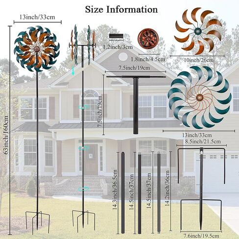 Stargarden Garden Wind Spinners, 13" W Kinetic Wind Sculptures & Spinners, 4 Layers Windmills Lawn Ornament Décor in Saudi Arabia