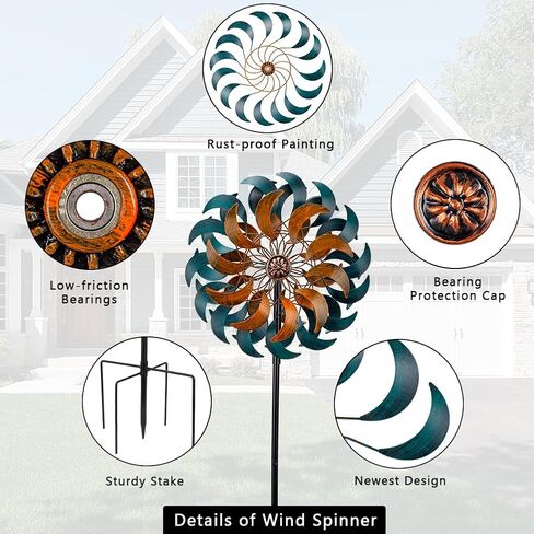 Stargarden Garden Wind Spinners, 13" W Kinetic Wind Sculptures & Spinners, 4 Layers Windmills Lawn Ornament Décor in Saudi Arabia