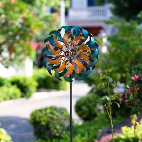Stargarden Garden Wind Spinners, 13" W Kinetic Wind Sculptures & Spinners, 4 Layers Windmills Lawn Ornament Décor in Saudi Arabia