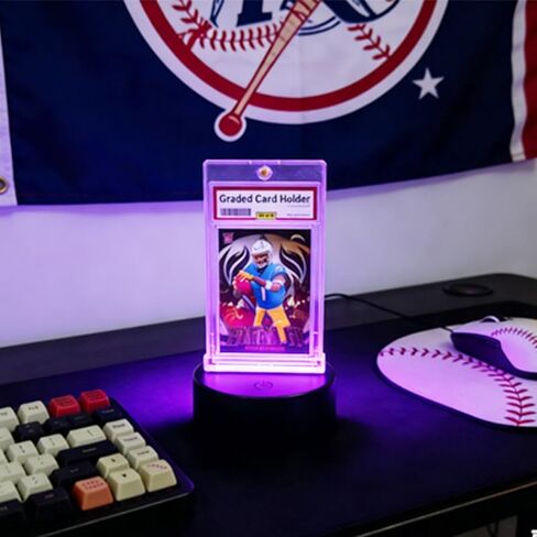 Trading Card Light Up Base with 35Pt PSA Magnetic Graded Card,LED Light Display Base for PSA Graded Card,35Pt Magnetic Card,Top Loaders,16 LED Colors,Light Up Card Sleeve Display Stand (1, Black) in Saudi Arabia