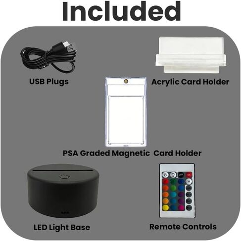Trading Card Light Up Base with 35Pt PSA Magnetic Graded Card,LED Light Display Base for PSA Graded Card,35Pt Magnetic Card,Top Loaders,16 LED Colors,Light Up Card Sleeve Display Stand (1, Black) in Saudi Arabia