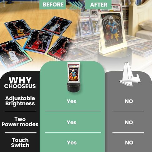 Trading Card Light Up Base with 35Pt PSA Magnetic Graded Card,LED Light Display Base for PSA Graded Card,35Pt Magnetic Card,Top Loaders,16 LED Colors,Light Up Card Sleeve Display Stand (1, Black) in Saudi Arabia