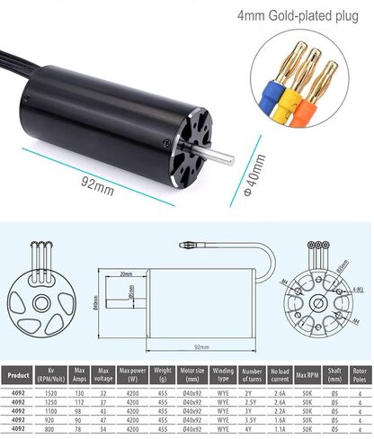 KingVal Replacement 4092 1520KV Brushless Motor with Water Cooling Jacket Unit Compatible with RC Boat in Kuwait