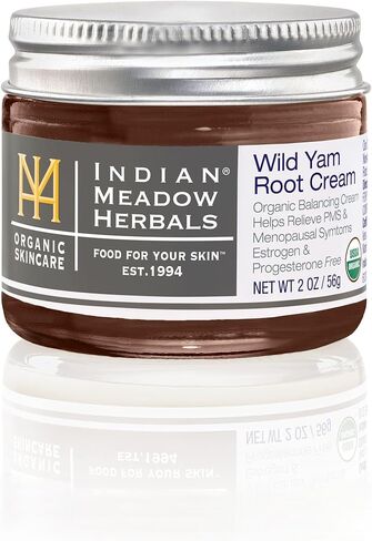 Indian Meadow Herbals Wild Yam Root Cream (2oz) - USDA Certified Organic Balancing Cream for PMS & Menopause Relief - Estrogen & Progesterone-Free. Handmade By US. Woman-owned & Operated Since 1994. in Saudi Arabia