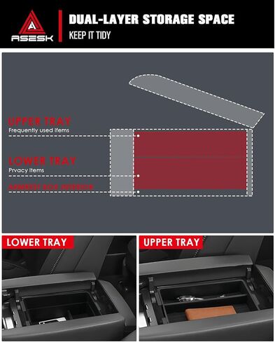 For 2024-2026 L exus TX350/TX350h/TX450h+/TX500h 2PCS Double Layer Center Console Armrest Organizer ABS Materials in Kuwait