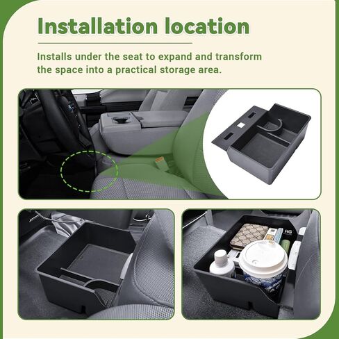 HGWEI Underseat Storage Organizer Compatible with 2015-2026 Ford F150 and 2017-2026 F250 F350 F450 Accessories - Front Console Center with 40/20/40 Jump Seat Cup Holder Replacement Tray in Kuwait