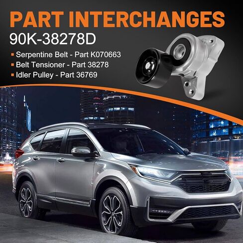 90K-38278D Drive Belt Tensioner Idler Pulley Kit Fits for Honda CRV CR-V 4 Cyl 2.4L 2012-2014 Replace Part 38278, 36769, K070663 Complete Kit in Kuwait