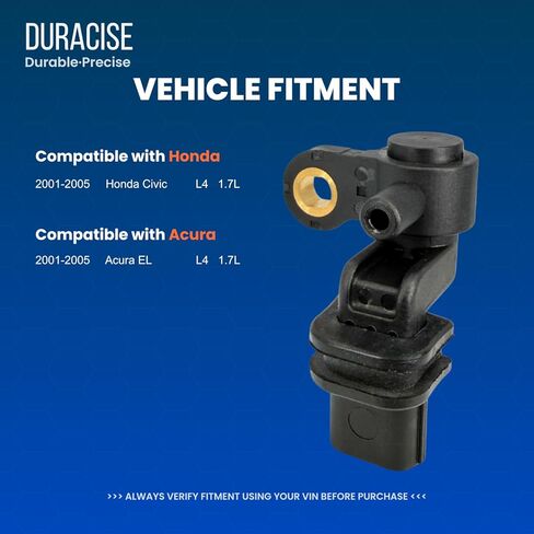 مستشعر موضع العمود المرفقي للمحرك من DURACISE متوافق مع 2001-2005 Honda Civic L4 1.7L، 2001-2005 Acura EL L4 1.7L، استبدال #37500-PLC-005، 37500-PLC-015، PC477، 5S1767، 907-731، SS11169، CPS0263 in Kuwait