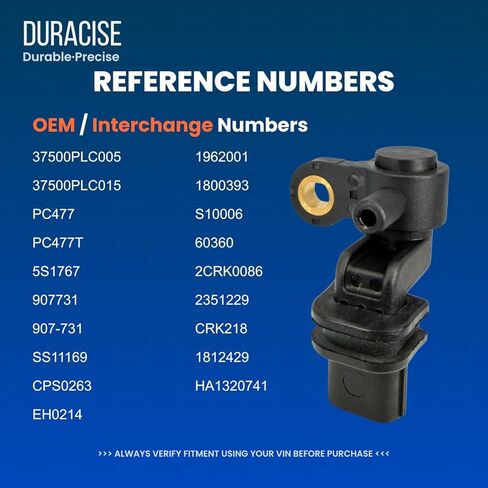 مستشعر موضع العمود المرفقي للمحرك من DURACISE متوافق مع 2001-2005 Honda Civic L4 1.7L، 2001-2005 Acura EL L4 1.7L، استبدال #37500-PLC-005، 37500-PLC-015، PC477، 5S1767، 907-731، SS11169، CPS0263 in Kuwait