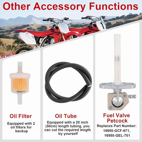 RUTU 16950-GCF-671 Fuel Petcock Valve with Fuel Filter for Honda XR50R XR70R XR80R XR100R CRF50F CRF70F CRF80F CRF100F CRF150F CRF230F ATV Dirt Bike 16950-GEL-701 16950-GN1-871 in Kuwait