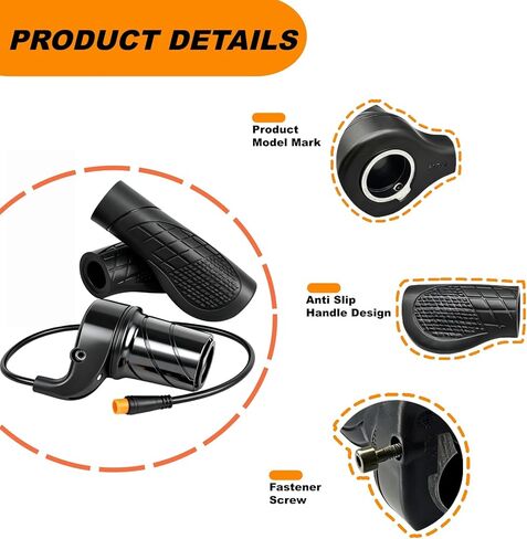 ebike نصف تويست خنق، 20x دراجة كهربائية المقبض الأيمن، 12v / 24v / 36v / 48v / 60v / 72v ebike خنق لطي سكوتر كهربائي وتحويل الدراجة الكهربائية، 3pin المكونات للماء خنق لebike in Kuwait