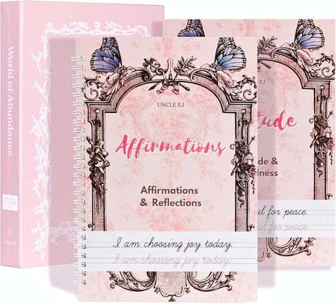 UNCLE EJ® Reusable Affirmation & Gratitude Workbook Kit with Disappearing Ink, Grooved Tracing, Morning & Night Reflections, Mindfulness Gifts for Women, Gratitude Journal, World of Abundance, 9.8"x7" in Saudi Arabia