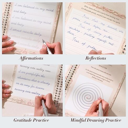 UNCLE EJ® Reusable Affirmation & Gratitude Workbook Kit with Disappearing Ink, Grooved Tracing, Morning & Night Reflections, Mindfulness Gifts for Women, Gratitude Journal, World of Abundance, 9.8"x7" in Saudi Arabia