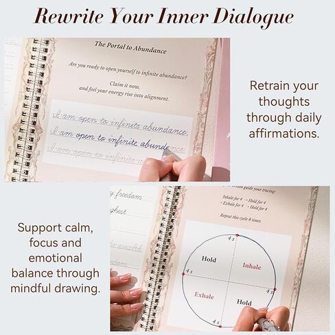 UNCLE EJ® Reusable Affirmation & Gratitude Workbook Kit with Disappearing Ink, Grooved Tracing, Morning & Night Reflections, Mindfulness Gifts for Women, Gratitude Journal, World of Abundance, 9.8"x7" in Saudi Arabia