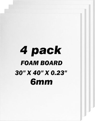 4 Pack Foam Board 24"x36", 0.23" Thick White Poster Board, Acid-Free Double Sided Foam Core Board for Presentation Art, Display, Office, School Projects, Crafting, Sign Making in Saudi Arabia