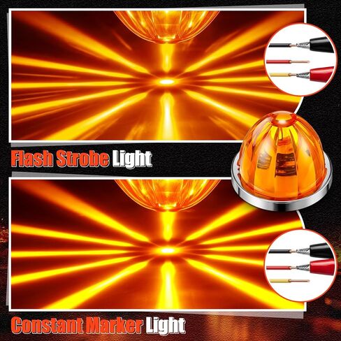 EBOOT 8 Pcs Amber Watermelon LED Strobe+constant Marker Lights Dual Function Watermelon Shaped Side Marker Clearance Tail Roof Lights for Trailer Truck Semi Trailer Heavy Duty Truck Bus in Kuwait