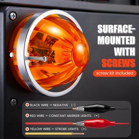 EBOOT 8 Pcs Amber Watermelon LED Strobe+constant Marker Lights Dual Function Watermelon Shaped Side Marker Clearance Tail Roof Lights for Trailer Truck Semi Trailer Heavy Duty Truck Bus in Kuwait