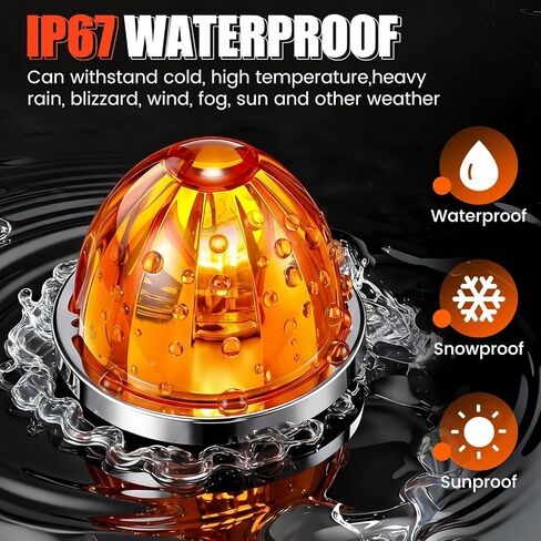 EBOOT 8 Pcs Amber Watermelon LED Strobe+constant Marker Lights Dual Function Watermelon Shaped Side Marker Clearance Tail Roof Lights for Trailer Truck Semi Trailer Heavy Duty Truck Bus in Kuwait