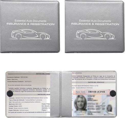 2 PCS Car Registration Insurance Holder, Portable Auto Glove Box Paperwork Wallet, Waterproof Card Case Document Organizer for Most Cars Trucks SUVs, Car Accessories (Red, Blue Flag) in Saudi Arabia