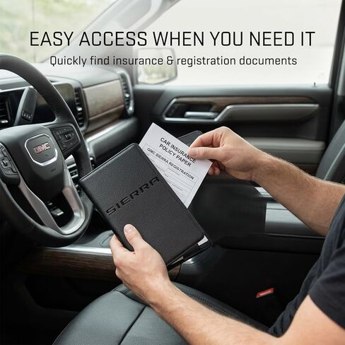 Custom Car Registration and Insurance Holder for G-M-C Sierra 1500 2500 3500 HD, Premium PU Leather Glove Box Organizer, Vehicle Document Wallet for Sierra Accessories 2019-2025 2026 in Saudi Arabia