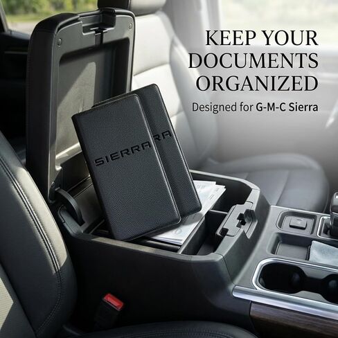 Custom Car Registration and Insurance Holder for G-M-C Sierra 1500 2500 3500 HD, Premium PU Leather Glove Box Organizer, Vehicle Document Wallet for Sierra Accessories 2019-2025 2026 in Saudi Arabia
