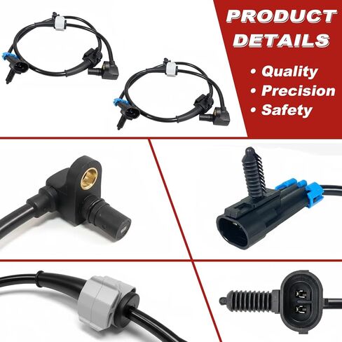 ABS Wheel Speed Sensor 2Pcs: Front Left & Right Compatible with Cadillac 2002-2006 Escalade V8 5.3L/6.0L, Chevrolet 1999-2007 Silverado 1500 V6 4.3L V8 4.8L/5.3L/6.0L, See Fitment in Kuwait