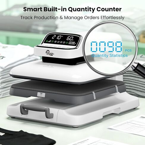 15x15 Auto Heat Press Machine with Quantity Counter & Auto Release, 440 lbs Max Pressure, Digital Display, Adjustable Pressure for T-Shirts, HTV, Sublimation and Heat Transfer in Kuwait