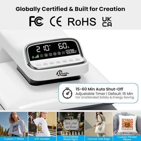 15x15 Auto Heat Press Machine with Quantity Counter & Auto Release, 440 lbs Max Pressure, Digital Display, Adjustable Pressure for T-Shirts, HTV, Sublimation and Heat Transfer in Kuwait