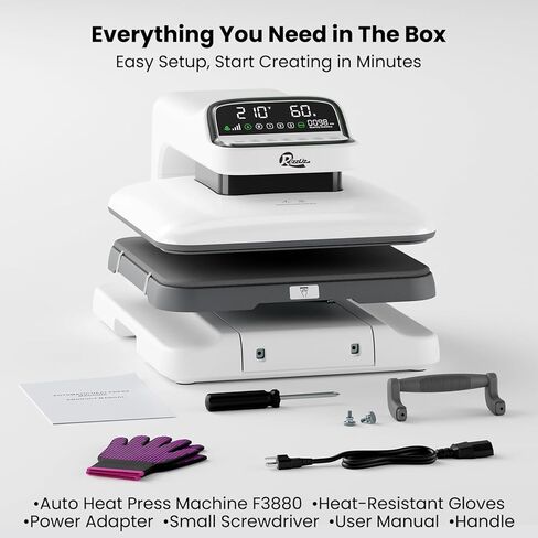 15x15 Auto Heat Press Machine with Quantity Counter & Auto Release, 440 lbs Max Pressure, Digital Display, Adjustable Pressure for T-Shirts, HTV, Sublimation and Heat Transfer in Kuwait