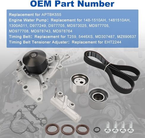 Engine Timing Belt Kit with Water Pump Compatible with Chrysler Sebring 2001-2004 Dodge Stratus 2001-2004 Mitsubishi Eclipse 2000-2004 Mitsubishi Galant 2000-2003 3.0L Replacement for APTBK555 in Kuwait