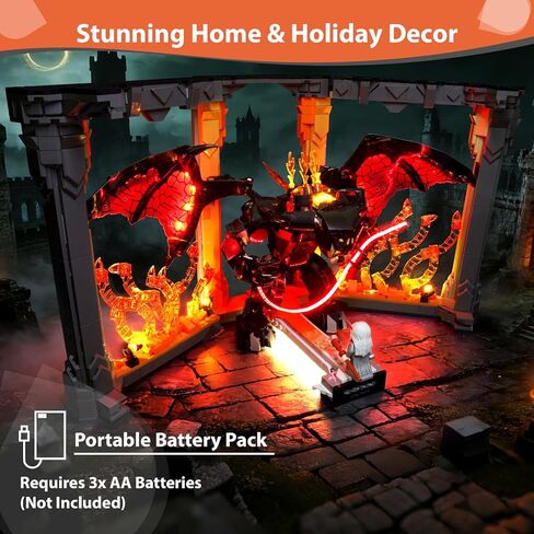 LED Light Kit Compatible with Lego 10367 Icons The Lord of the Rings: Balrog Book Nook - Premium Lighting Set for LOTR Display, USB/Battery Powered (Lights Only, No Lego Model) in Saudi Arabia