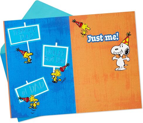 Hallmark Peanuts Father Birthday Card, Snoopy and Woodstock (Best Dad Ever) from Son, Daughter, Kid in Kuwait