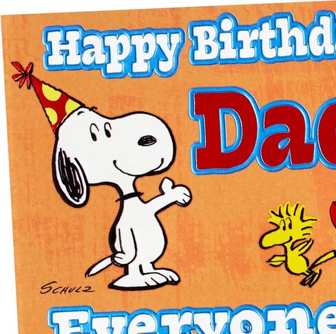 Hallmark Peanuts Father Birthday Card, Snoopy and Woodstock (Best Dad Ever) from Son, Daughter, Kid in Kuwait