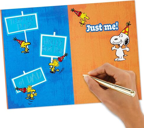 Hallmark Peanuts Father Birthday Card, Snoopy and Woodstock (Best Dad Ever) from Son, Daughter, Kid in Kuwait